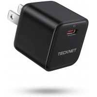 USB C Charger TECKNET Mini PD 20W Fast Charger Adapter Power Delivery 3.0 Wall Charger Compatible for iPhone 12/12 Mini/12 Pro/12 Pro Max/11, Galaxy, Pixel 4/3, iPad Pro (Cable Not Included) (Black)