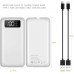 Portable Slim Power Bank Works for Your Samsung Galaxy Halo with 10,000mAH Digital Display Screen, Status Update, and 3 Cables Included! (White)